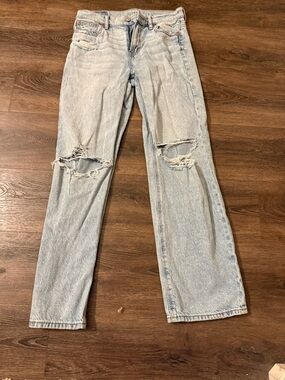 American Eagle Outfitters Light Blue Distressed Straight Leg Jeans